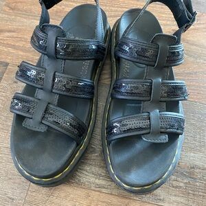 Dr. Martens Black Sandals with Adjustable Buckles and Sturdy Sole